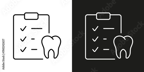 Dental checkup document - vector editable line icon.