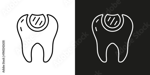 Dental crown or Filling - vector editable stroke icon.