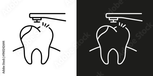Dental drill or tooth polishing - vector editable stroke icon.