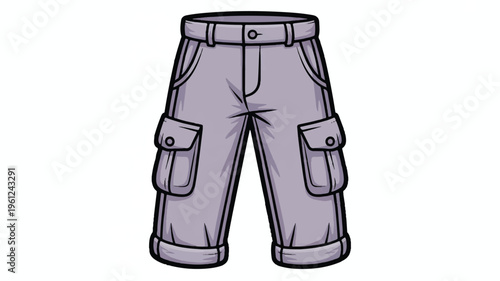 Gray cargo shorts with belt and pockets