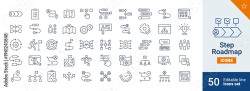 Step icons Pixel perfect.business, check, roadmap, ...	
