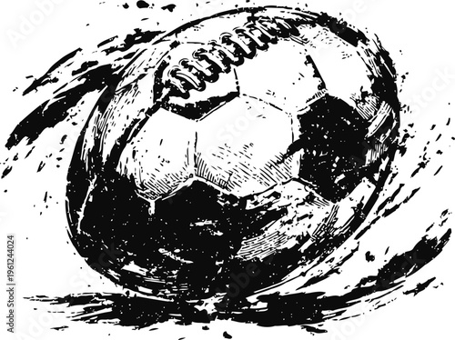 Vintage hand drawn football sketch classic american football ball with dynamic energy strokes and motion effect