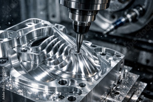 Cnc milling machine cutting aluminum part – precision metal machining in industrial workshop