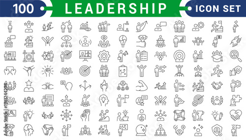 Leadership Line Editable Icons set. Vector illustration in modern thin line style of management icons: leader, delegation, control, responsibility, and more. Pictograms and infographics.
