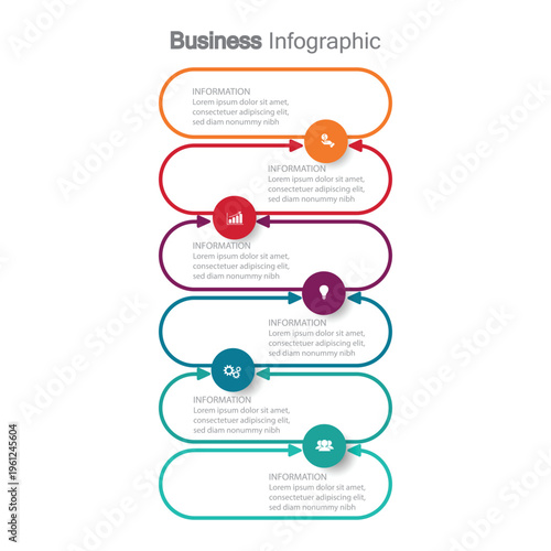 Business infographic template with five colorful steps
