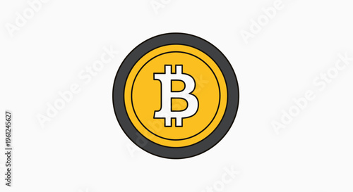 A flat, minimalist digital depiction of a Bitcoin cryptocurrency symbol, rendered in a modern graphic style, isolated against a plain white background, ideal for financial concepts and block