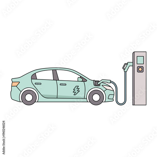 Electric car charging at station 1.