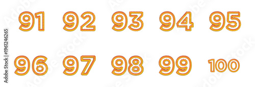 Orange Striped 3D Number Set from