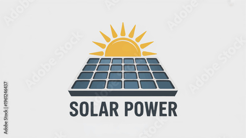 Solar power energy concept with sun and panels