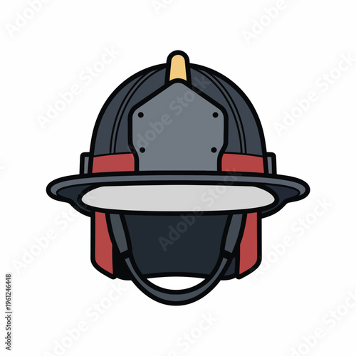 Firefighter helmet with red ear pieces.