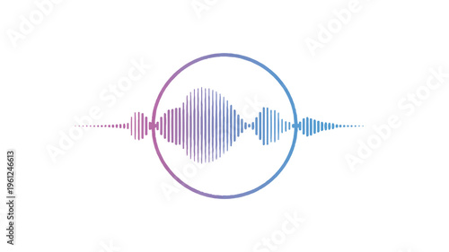 Sound wave pattern in a circle gradient colorful design element