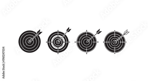 Archery targets with arrows in different positions
