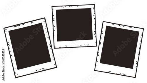 Grunge style polaroid frames set instant camera 1