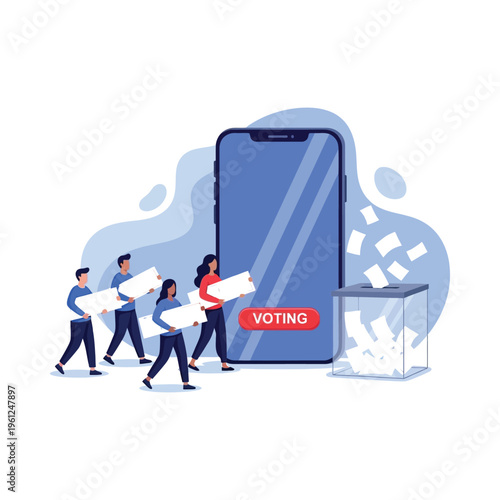 People voting through a mobile application for an election process