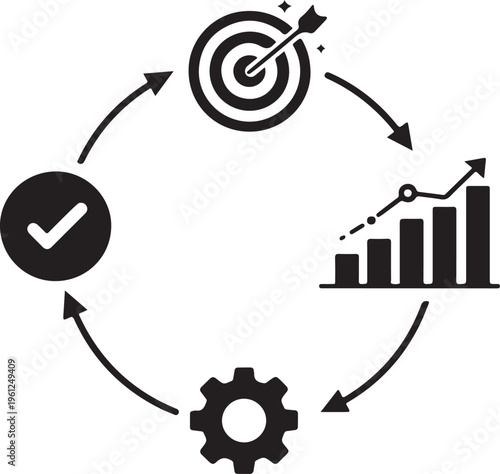 A man pondering with symbols of analysis and uncertainty above