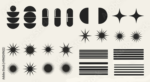 Modern Abstract Shapes Geometric Set Minimalist Black Design Elements