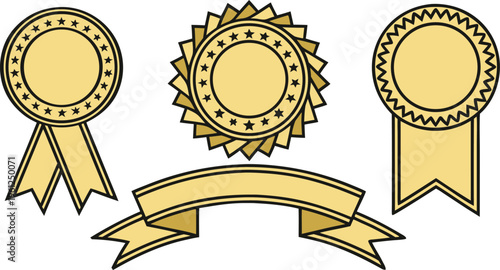 Golden labels and ribbons set luxury awards