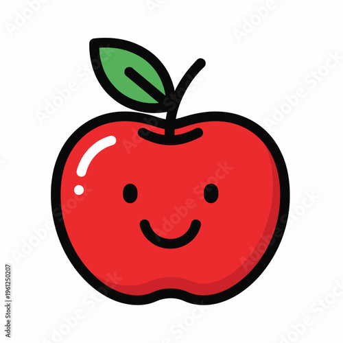 Smiling Red Apple Cartoon Character 2.