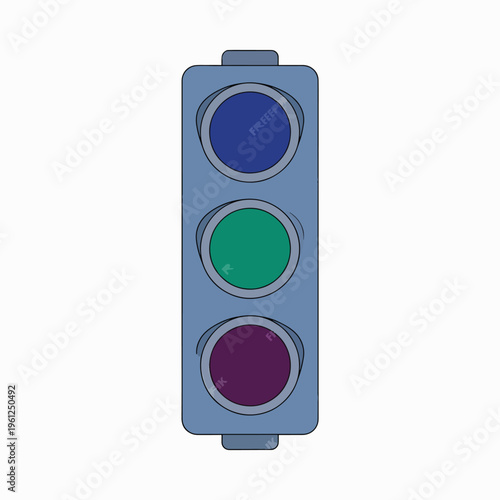 Traffic Light with Blue Green Purple Lights.