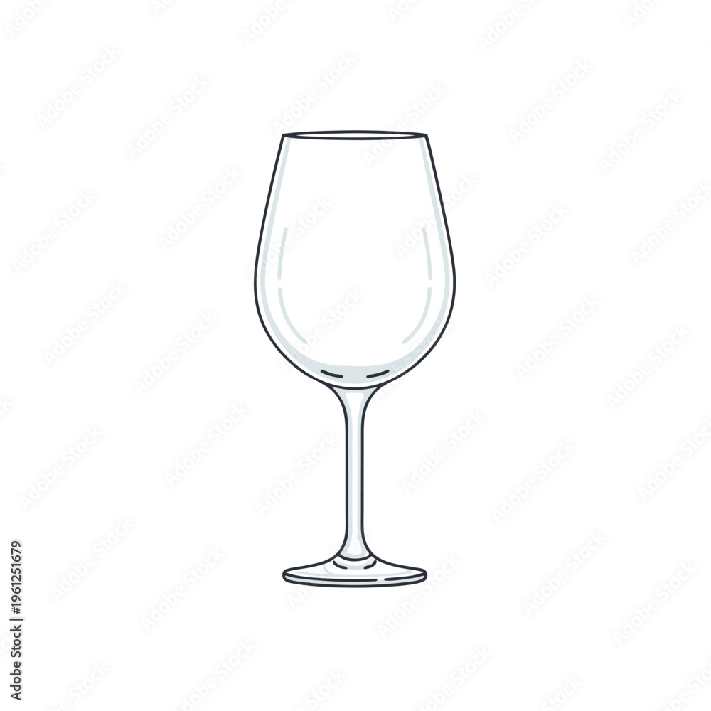 Fototapeta premium Wine glass standing empty on white background studio setting