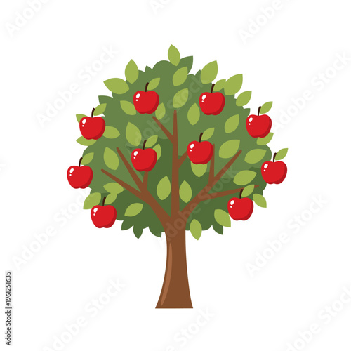 Apple tree bearing ripe fruit amid green leafy foliage