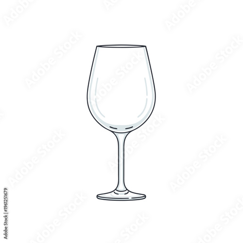Wine glass standing empty on white background studio setting