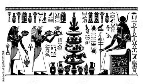 Ancient Egyptian Offering Culture – Ramses’ Burial Chamber Hieroglyph Vector