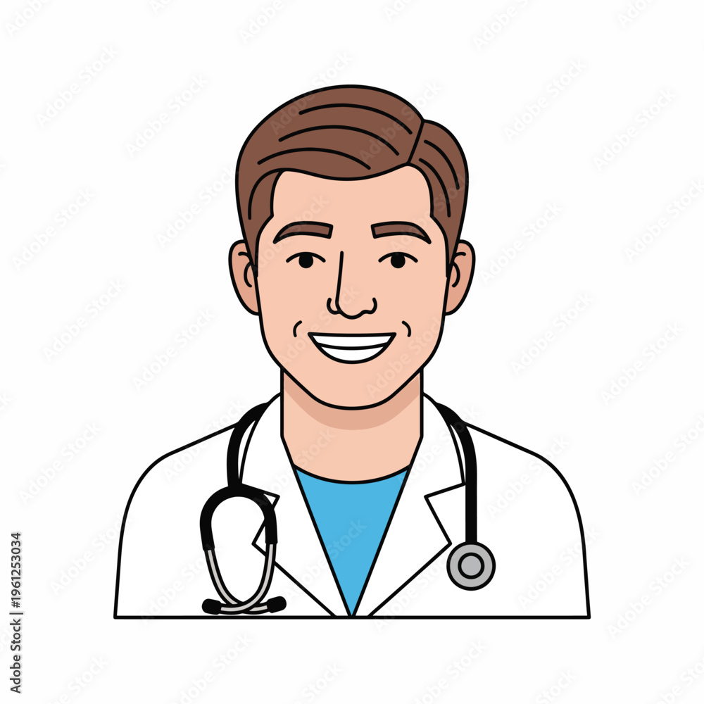 Fototapeta premium Smiling doctor with stethoscope on neck.