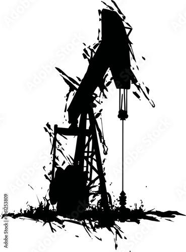 Oil pump jack silhouette in industrial extraction and energy production concept