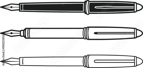 Three fountain pens in black and white writing instruments stationery