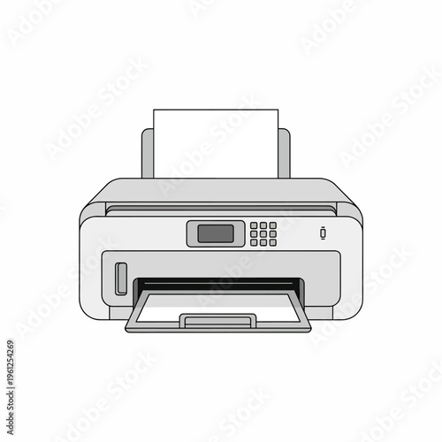 Inkjet printer with paper tray open.