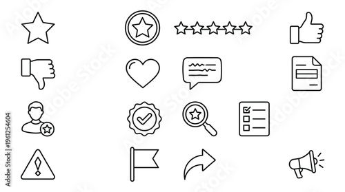 Set of 16 Outline User Interface Icons Vector