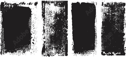 grunge vertical brush strokes set distressed black paint stripes with rough texture and worn edges