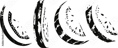 Watermelon slices isolated on white background fresh summer fruit, juicy sweet melon pieces