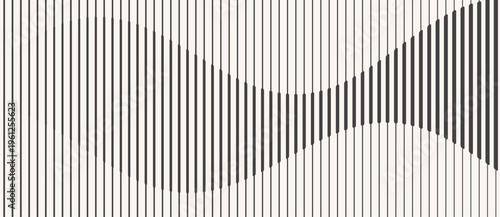 Abstract wavy pattern background with vertical lines of varying thickness. Minimalist geometric vector illustration creating a fluid wave motion effect for modern design.