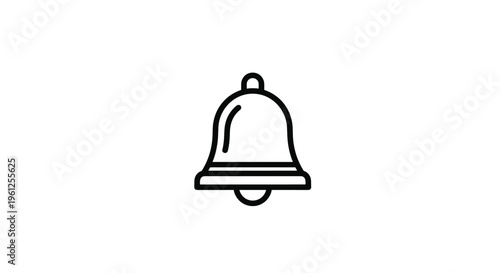 Simple black line drawing of a bell provides a clean and universal icon for notifications alerts and school or service themes.