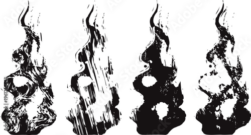 black ink splash set with various abstract fluid shapes and paint blot effects