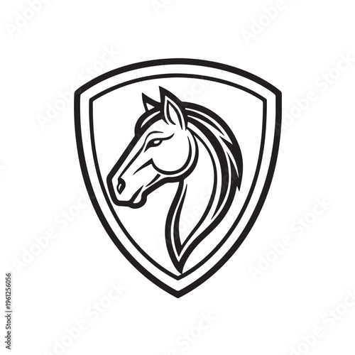 Minimalist graphic illustration featuring two mirrored horse head profiles in grey halftone dots Vector