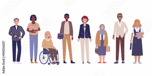 Diverse group of people standing together showcasing inclusivity and representation