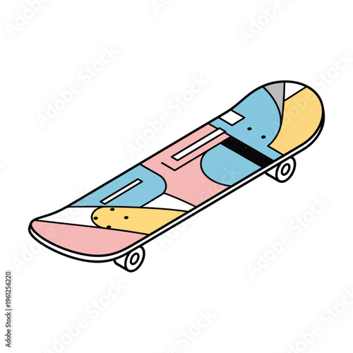Colorful skateboard with wheels and trucks 3.