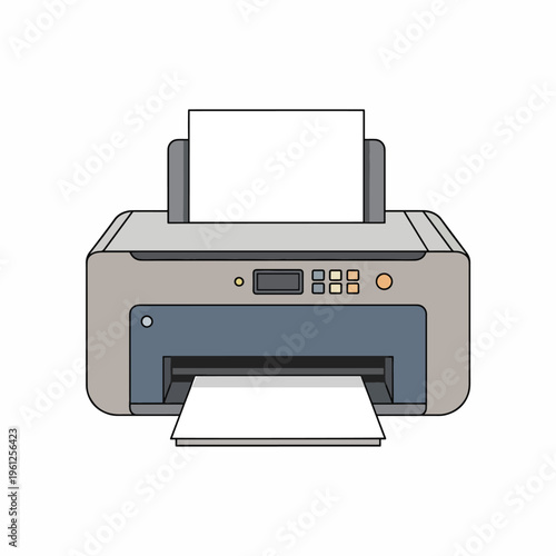 Inkjet printer with paper output tray.