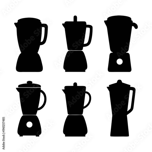 Blender vector set kitchen appliance collection silhouette mixer food processor smoothie maker graphic design