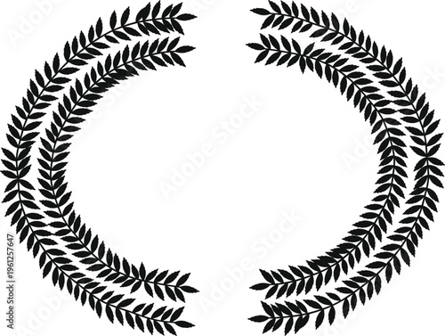 A broken laurel wreath made of leaves on a white background