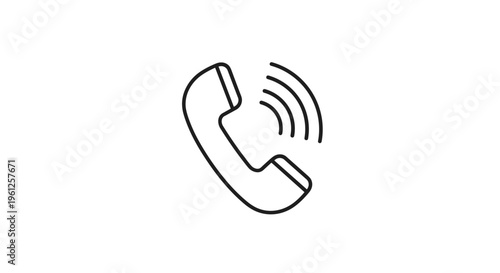 Telephone handset outline icon with signal waves represents incoming calls and communication services for business or personal use.