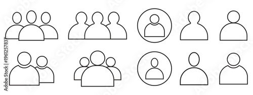 People group icon set. Team people. User profile symbol. Set of flat style vector avatar person icons for user profile or login buttons.