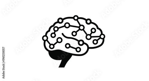 Abstract human brain illustration uses interconnected dots and lines to represent neural networks and artificial intelligence.