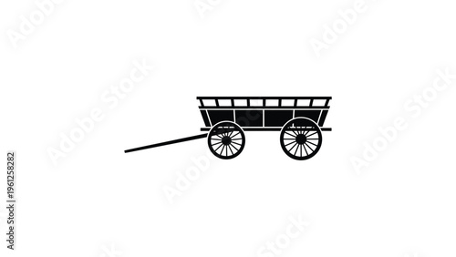handcart trolley silhouette flat vector illustration manual transport cart side view vintage wagon icon isolated on white background