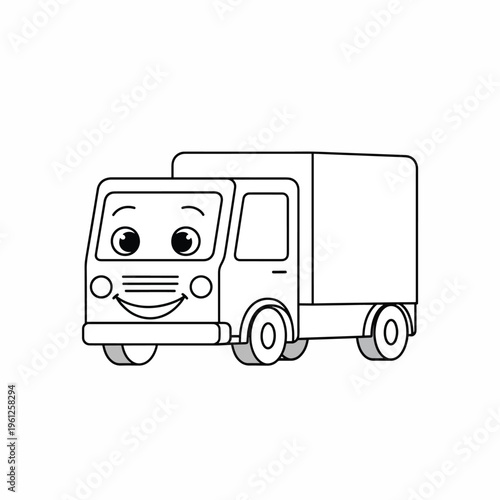 Smiling cartoon delivery truck vehicle 3.