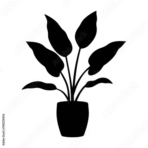 Black silhouette potted plant vector graphic for home decor and indoor plant illustration design needs