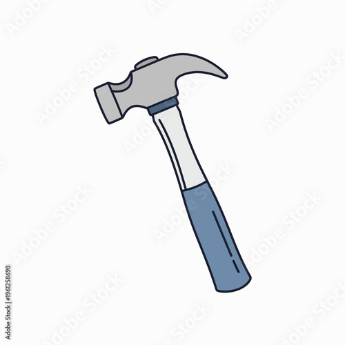 Hammer with blue handle and metal.
